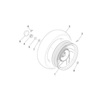 Roue arrière Piaggio New Fly 4 temps 2 soupapes
