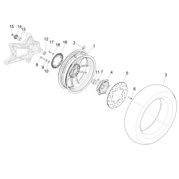 Roue arrière Vespa GTS 125 4 temps IE ABS Euro4 2016-2018
