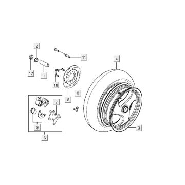 Roue arrière Kymco Super9 2t lc fond noir mat/argent