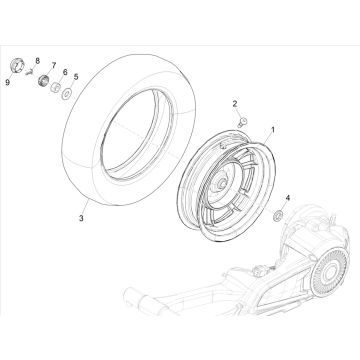 Roue arrière de la Vespa Elettrica 25/KMH SCH E5 2021 (EMEA)