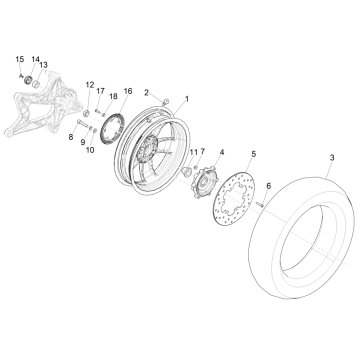 Roue arrière Vespa GTS 125 4T E4 ABS 2019 (EMEA)