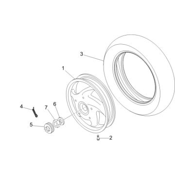 Roue arrière Vespa Lx 45km 4 temps 4 soupapes