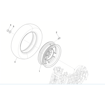 Roue arrière Vespa Sprint 4 temps et 3 soupapes (injection euro5 IGET)