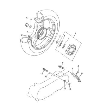 Roue arrière Yamaha Jog-R AC 2 temps