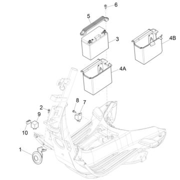 Interrupteurs à distance- Pile- Klaxon Vespa Primavera 125 4T 3V IE ABS