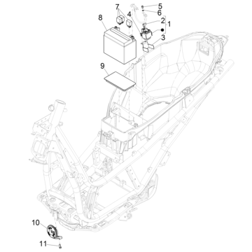 Batterie - Klaxon - Relais de démarrage Piaggio Beverly 300 HPE 4V ABS Euro 5 2021-2022