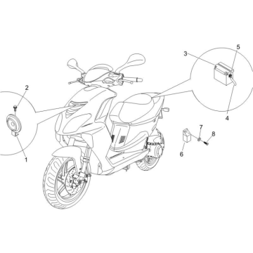 Interrupteurs à distance - Pile - Klaxon Piaggio NRG Power DD 2007-2017