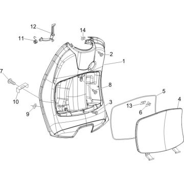 Tablier Vespa Lx 45km 4 temps 4 soupapes noir 98/A
