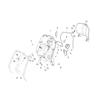 Tablier Vespa Primavera 4 temps 3 soupapes (injection euro4 iget) Azzurro Provenza 279/A