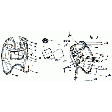 Plaque intérieure de rembourrage Sym Mio 50I (GY-7450U BK-001C) Gris Noir