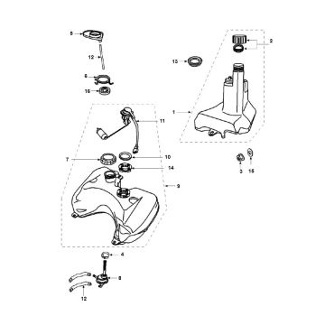 Réservoir de carburant - Réservoir d'huile Peugeot Speedfight 2 LC E2 2 temps