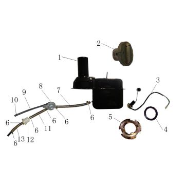 Réservoir d'essence Turbho RG50 bleu crème métallisé