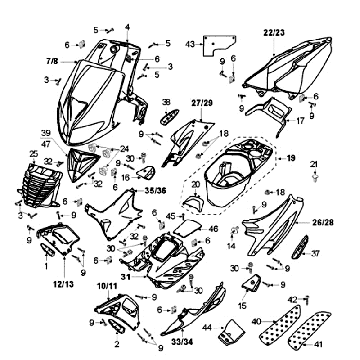Carénage - Coffre à casque Peugeot Speedfight 2 50 2T LC argent