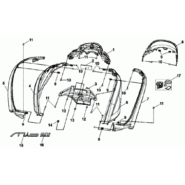 Placage Sym Mio 50I (GY-7450U BK-001C) gris noir