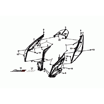 Carénages latéraux Sym Orbit III 50 4T AC blanc