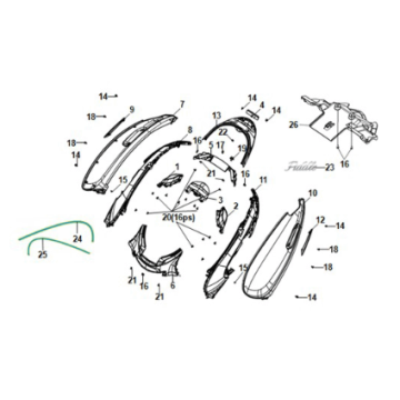 Couvre-carrosserie - feu arrière Sym E-Fiddle Primavera Blue (BU2154U)
