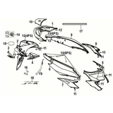 Body cover Sym Jet 14 125I LC E5 2021-2024 GRAY (GY-7547UL)