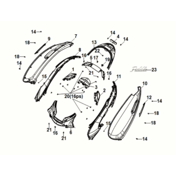 Couvre-feu arrière Sym Fiddle IV 50 E5 gris (GY-430C)