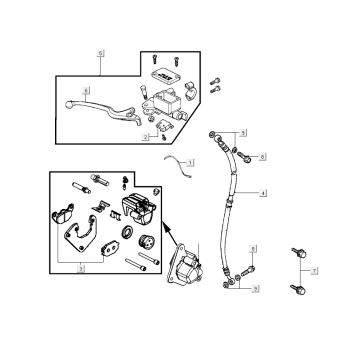 Maître-cylindre de frein Kymco Super8 Street 50i E4 Matt Grey