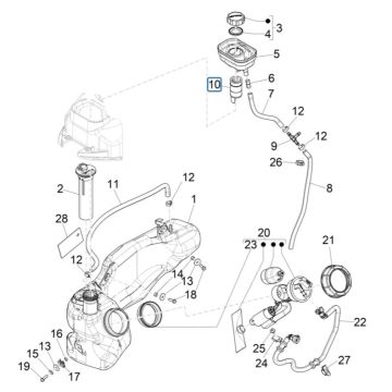Réservoir de carburant Piaggio Liberty 125 4 temps 3V IE ABS (IGET Euro 5)