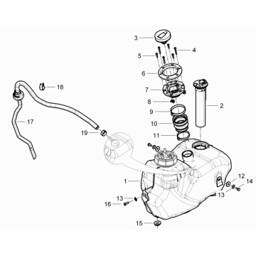 Réservoir de carburant Piaggio Beverly 125 RST 4T 4V IE E3 2010-2015 (EMEA)
