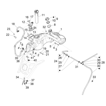 Réservoir de carburant Vespa GTS 125 4T E4 ABS 2019 (EMEA)
