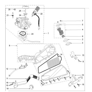 Carburateur- Filtre à air Peugeot Speedfight 3 50 4T AC
