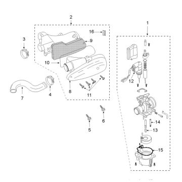 Boîte à air  carburateur Peugeot Vivacity 3 2 temps