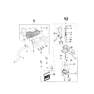 Carburateur - Boîte à air  Iek Peugeot Citystar 50 Noir
