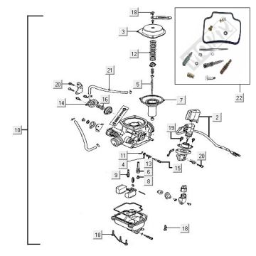 Pièces de carburateur Keihin 16 mm à 4 vitesses-Onderdelen-carburateur-Keihin-24mm-4-takt