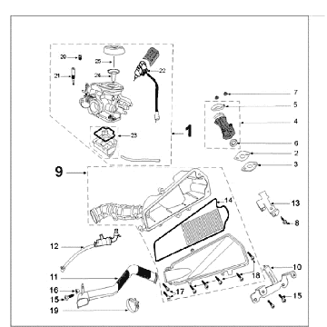 Carburateur Peugeot Speedfight 3 4 temps noir