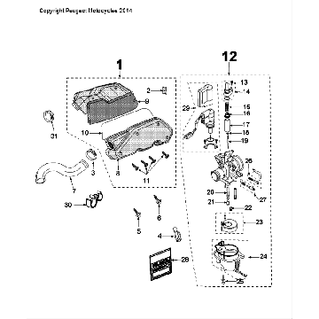 Carburateur Peugeot Speedfight 4 50 2T LC noir