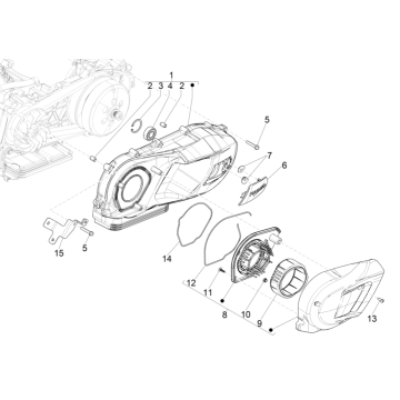 Couvercle de carter moteur Piaggio Medley 125 ABS E5 2021-2022 (EMEA)