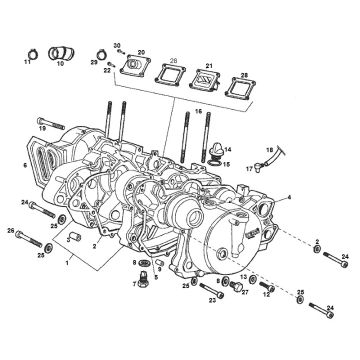 Carter - Boite à clapet - Collecteur d’admission Derbi Senda R 50 2T LC (Moteur EBE050)