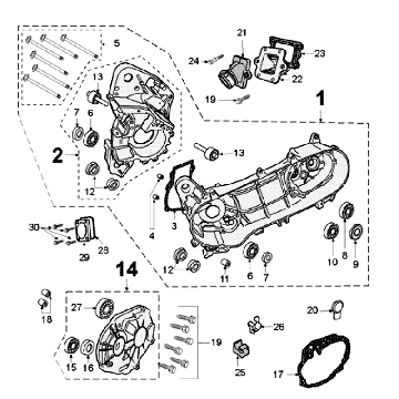 Carter moteur Peugeot Jet Force LC Injection Rouge-Carter-Peugeot-Jet-Force-LC-Injectie-Rood