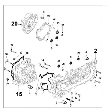 Carter moteur Peugeot Speedfight 3 4 temps rouge