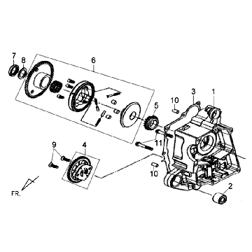 Carter moteur droit Sym Orbit II (WH8018P) blanc