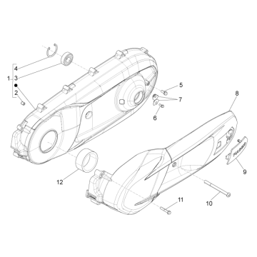 Couvercle de carter Piaggio MP3 350 Maxi Sport ABS Euro 4 2018-2020