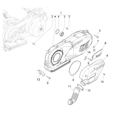Couvercle de carter - Refroidissement du carter de la Vespa GTS 125 4T E4 ABS 2019 (EMEA)