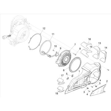 Couvercle de carter moteur - Couvercle de carter Vespa Elettrica 25/KMH SCH E5 2021 (EMEA)
