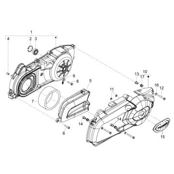 Couvercle de carter moteur - Refroidissement du carter moteur Piaggio MP3 300 ie E4 LT BUSINESS - SPORT NOABS-ABS 2016 - 2018 (EMEA)