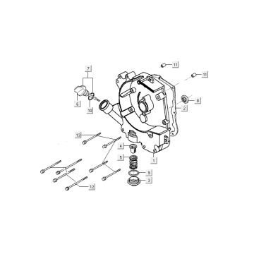 Demi-carter droit- Jauge d’huile - Filtre à huile Kymco Agility 10" 50 4T AC blanc argent