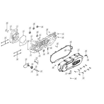 Carter - Couvercle de carter - Axe de kick Kymco Agility 16"+ 125 4T AC métallisé mat argent