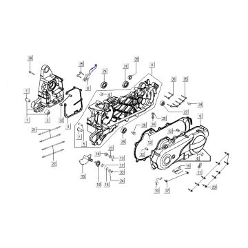 Carter - Couvercle de carter - Axe de kick Kymco New Dink 50 4T AC noir metallic