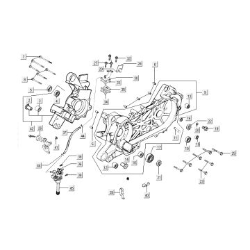 Carter - Couvercle de carter - Axe de kick Kymco Super9 50 2T AC 2000-2002 noir jaune