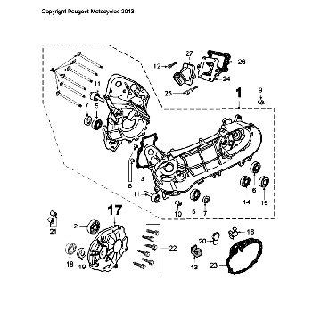 Moitiés de carter Peugeot Citystar 50 Blanc