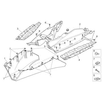 Carrosserie centrale II Aprilia SR 50 H2O ie+glucides 2004-2009