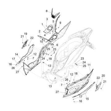 Couvercle central - MarchepiedPiaggio Medley 125 ABS E5 2021-2022 (EMEA)