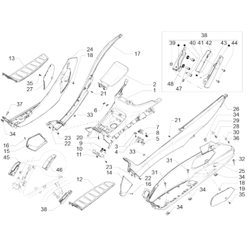 Cache central - MarchepiedPiaggio MP3 500 LT Sport 2014-2016