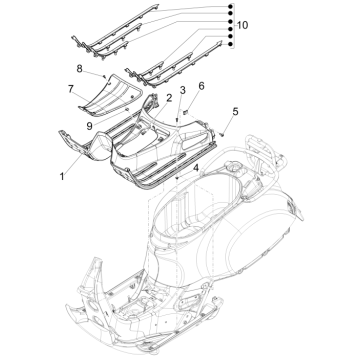 Housse centrale - MarchepiedVespa GTS 125 4T E4 ABS 2019 (EMEA)